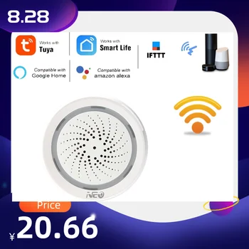 

Temperature Humidity Alarm Sensor Wifi Siren Tuya Smart Life App Work with Echo Alexa Google Home IFTTT