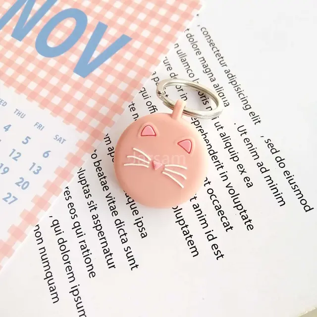 Lovely Cartoon Silicone Soft Protective Sleeve For AirTag Keychain Pet Child Anti-lost Device for Air Tag Protect Case Cover Pinkbeardcat
