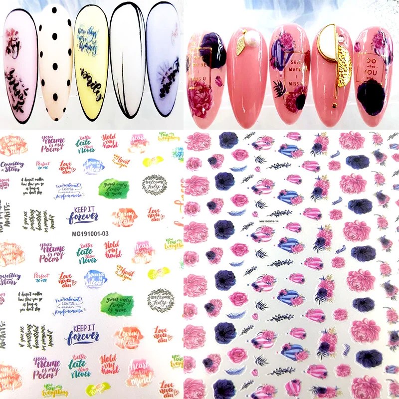 new 1 Sheet 3D colorful letter flower Nail Art Stickers mix shape for Nails Sticker Decorations Manicure Z0230 | Красота и здоровье