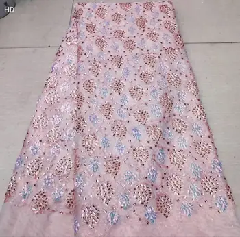 

(5yards/lot) pink velvet Latest African Cord Lace Fabrics High Quality 2019 Nigerian Lace Fabric For Wedding African Lace Fabric