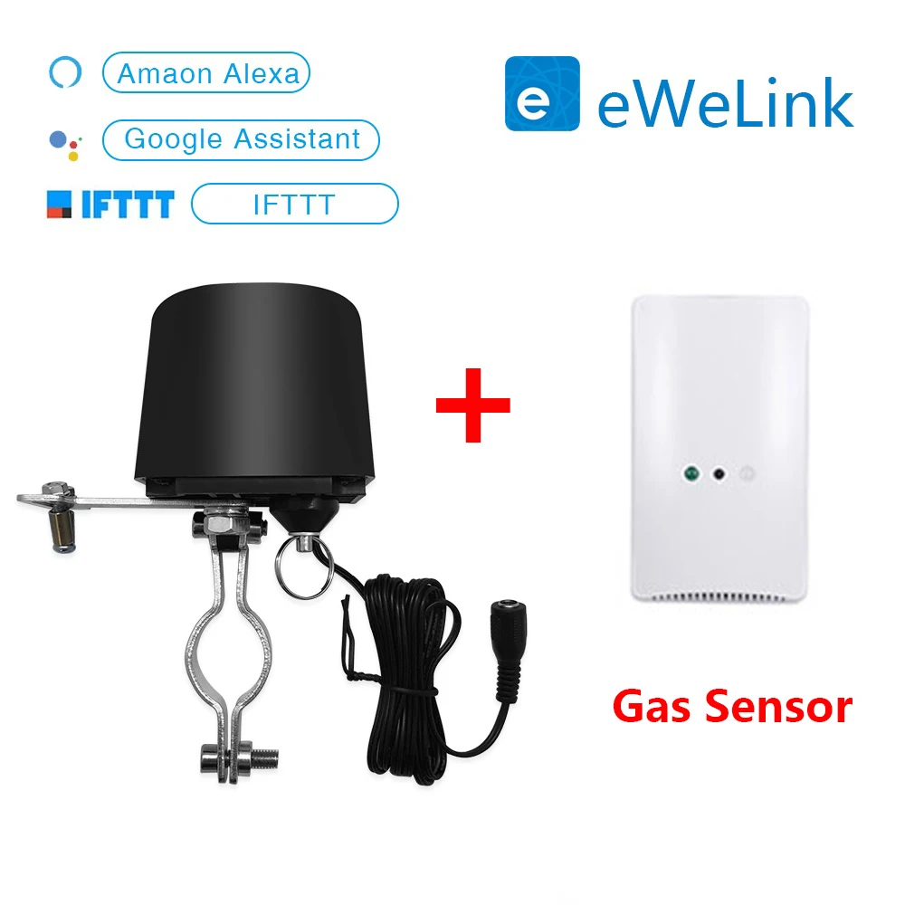 with gas sensor EWeLink умный переключатель Wi-Fi для GW-RF водяной клапан система домашней автоматизации газовый водяной контрольный клапан работает с Alexa и Google home - Цвет: with gas sensor