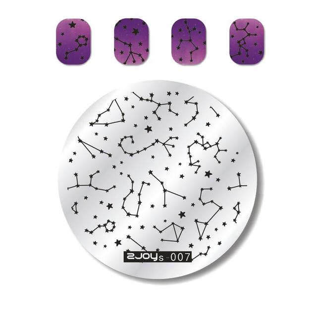 Round Nail Stamping Plates Butterfly/Constellation/Leaf/Bird Stainless Steel Image Stencils Printing Nails Decor 5.5cm Tool