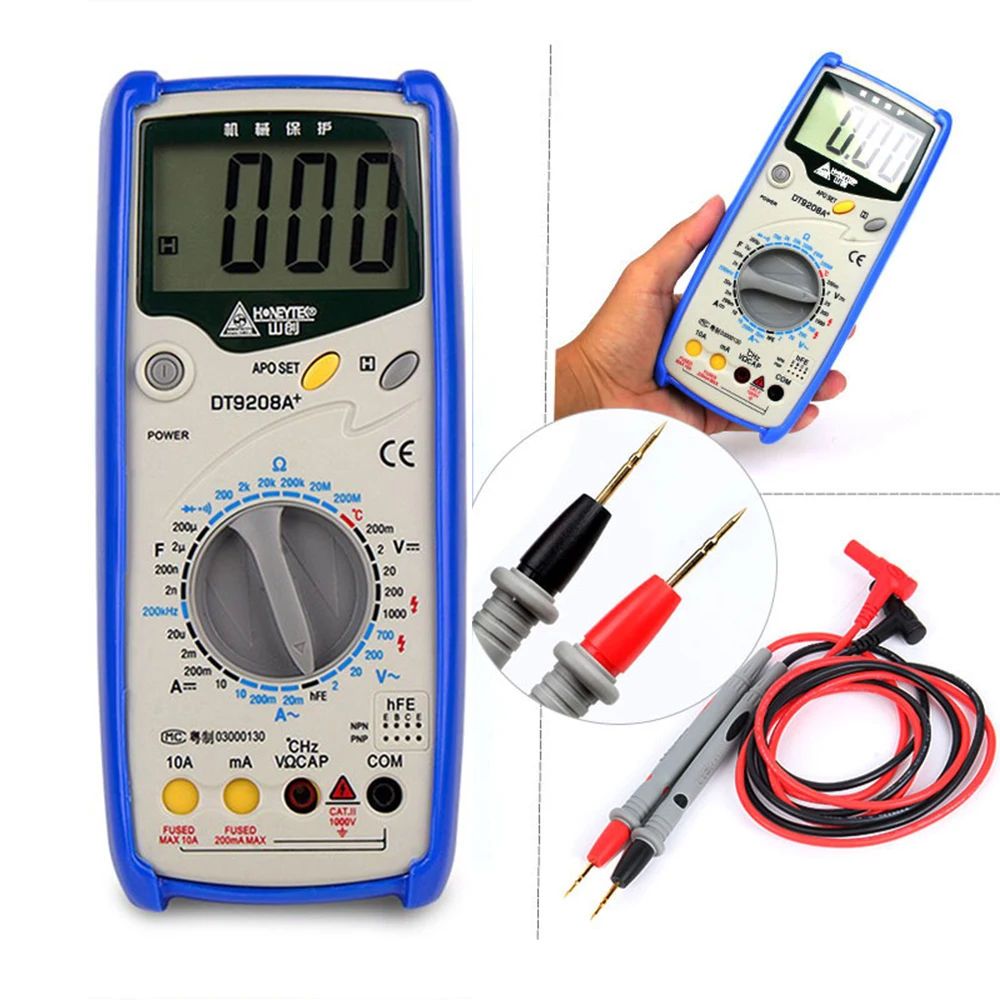 

DT9208A Capacitor Test Mechanical Protection Type Data HOLD Multimeter Automatic Shutdown Transistor Tester Multi-tester Digital