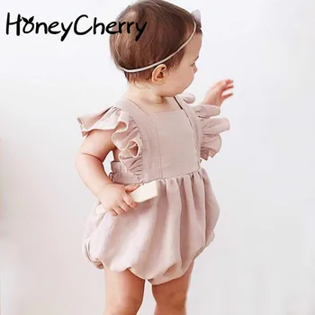 

Baby girl bodysuits Cotton Solid Color Strap Jumpsuit Cotton Crawling Clothes baby girl onesie baby girl clothes
