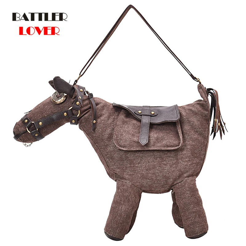Women Messenger Bags Travel Bag Pack Mochila Bolsos Mujer Hot Animal Bag Creative 3D Pony Donkey Horse Shape Female Shoulder Bag