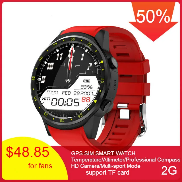 F1 Smart Watch Men SIM Card Sports SmartWatch GPS Support Pedometer
Bluetooth 4.0 Camera Wristwatch Women for IOS Android Phone