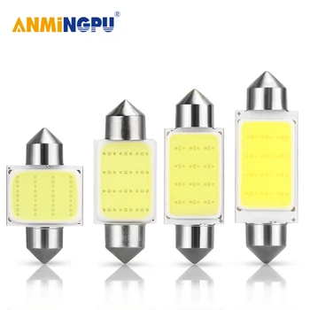 

ANMINGPU 2X Signal Lamp C5W Led Festoon 31mm 36mm 39mm 41mm C10W Led C5W COB Dome Lamp Reading Light License Plate Light White