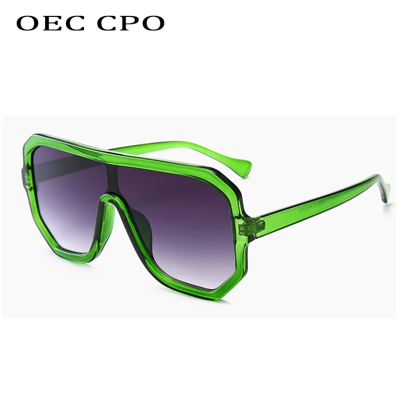 OEC CPO Classic Oversized Square Sunglasses Women Luxury Brand Fashion Flat Top Lens One Piece Men Shade Mirror UV400 Gafas O320