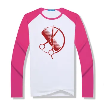 Modal Long Sleeve Custom Barber shop T Shirt Men's Geek Modern Fashion Hair Salon T-shirts O Neck raglan Tees 2