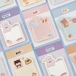 Notes autocollantes série Animal mignon de dessin animé, signet pour journal intime, papeterie pour étudiant, Message N Times 