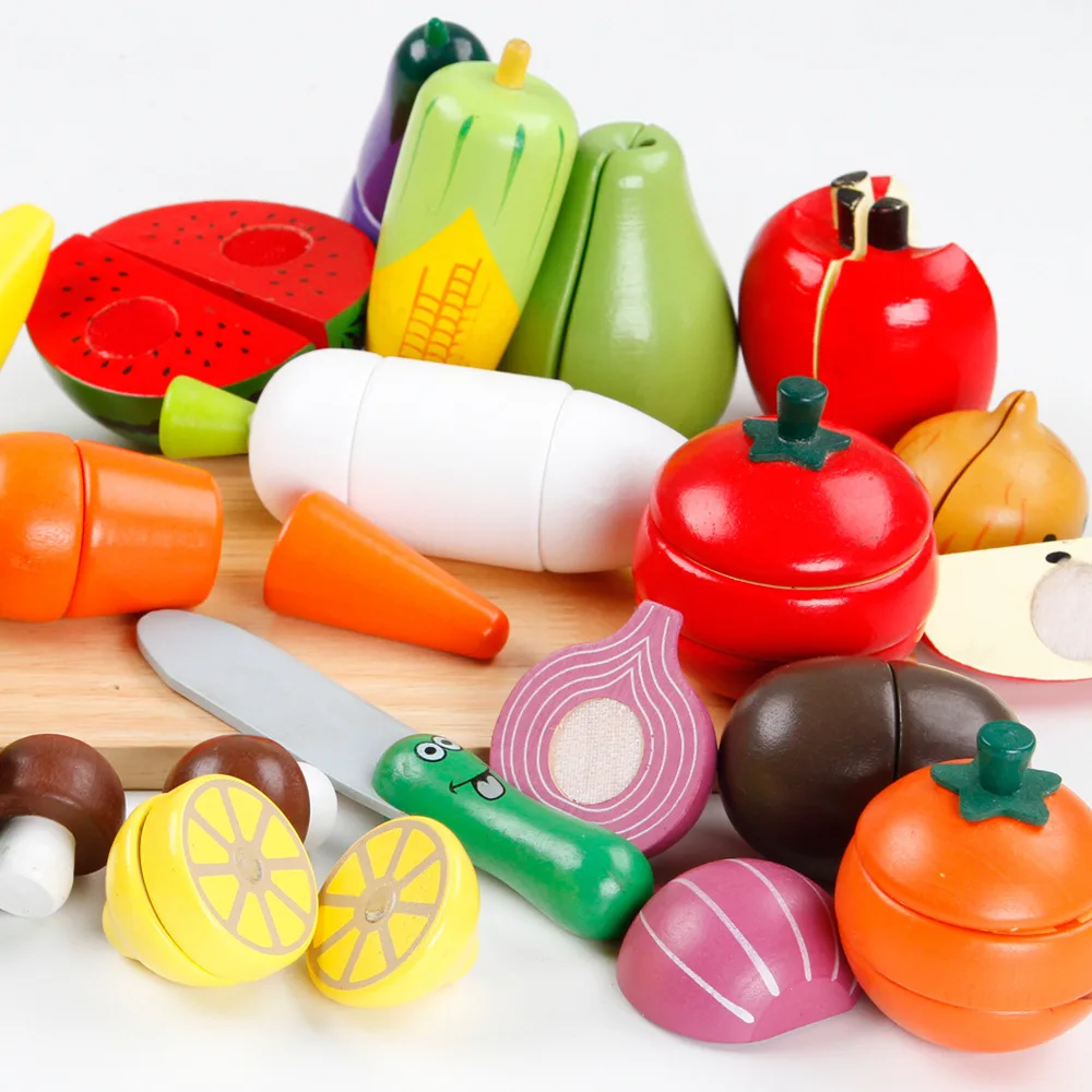 

Children Wooden Magnetic & Vegetable Fruit Cutting Slicer Toy Baby GIRL'S And BOY'S Play House Toys