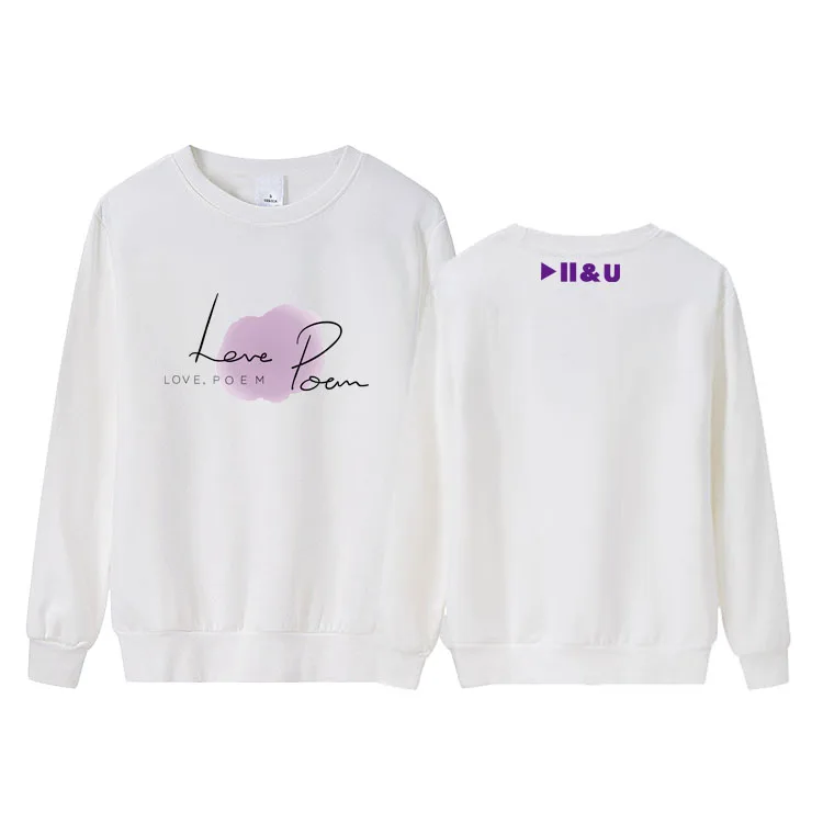 3 New arrival iu concert tour love poem same printing sweatshirt kpop iu fans unisex pullover thin hoodies 3 colors - Цвет: 3