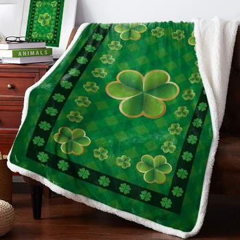 

Green Checked Clover Bedspread Coverlet Blankets Fleece Throw Cover Wrap Personalized Thick