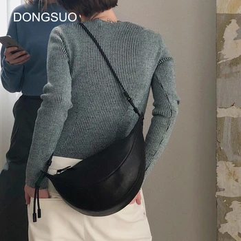

Women half moon shoulder crossbody bag girls Korea hobos dumpling banana messenger bag 2020 spring summer new black brown white