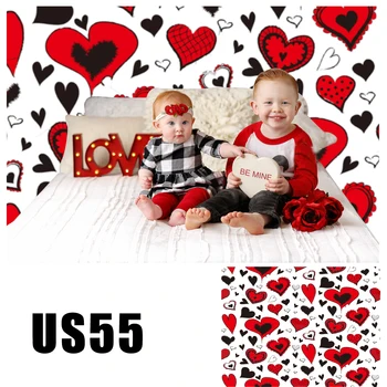 

HUAYI Photography Backdrop Valentines Day Vinyl Background Red Hearts Baby LOVE Photo Booth Portraits Props US55