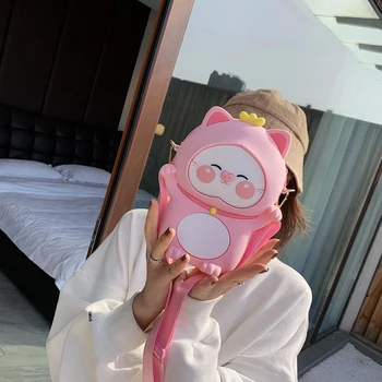 

Luxury Pink Crossbody Kawaii Silica Gel Bucket Bag Gift Women Messenger Bags Female Handbags Strap Bow Style Shoulder Bags Bolsa