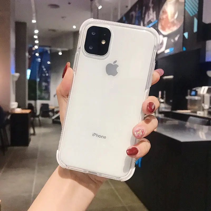 Прозрачный блестящий порошковый чехол для телефона iPhone 11 Pro XR X XS Max 8 7 6 6S Plus Мягкий ТПУ противоударный Блестящий задний Чехол