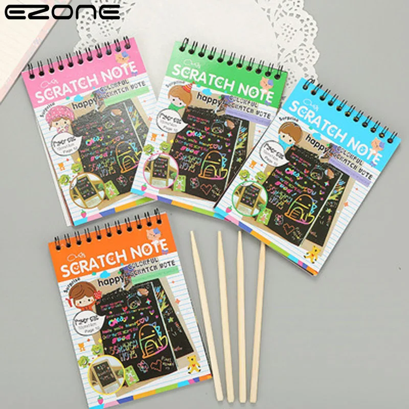 EZONE DIY милый Kawaii Coil Graffiti Notebook черная страничка волшебный блокнот для рисования