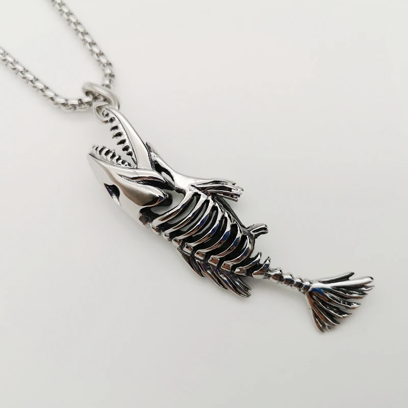 Мужское ожерелье в виде рыбных костей из нержавеющей стали|fashion jewelry|jewelry fashionnecklace