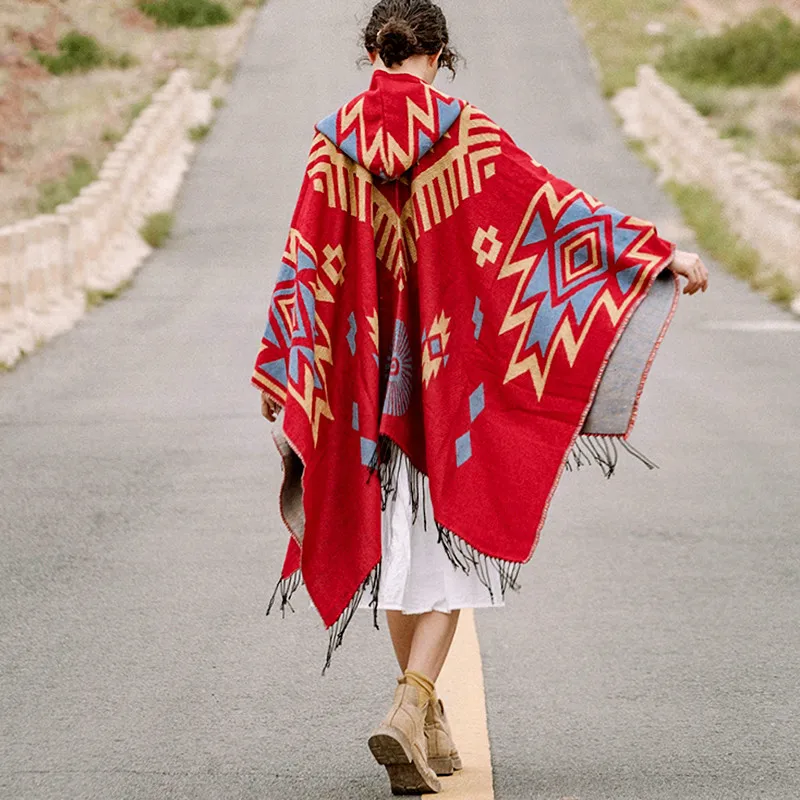 Женские осенние зимние хиппи винтажные Цветочные цыганские дамские накидки с