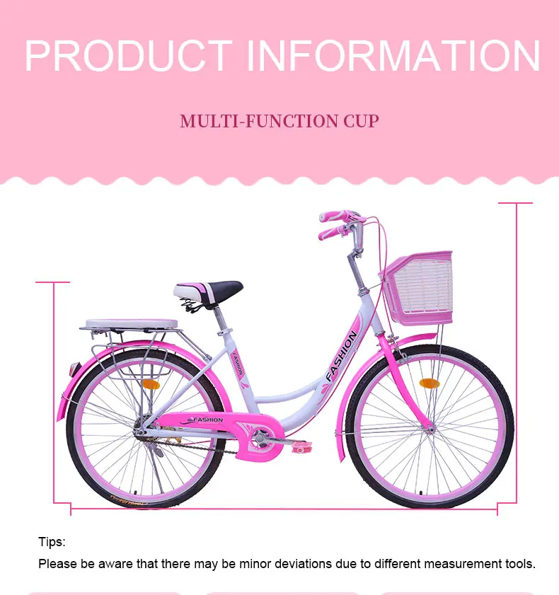 Flash Deal Bicycle Commuter Bicycle 20/24/26 Inch Men and Women Urban Retro Travel Light Adult Princess Student Ladies Car 6