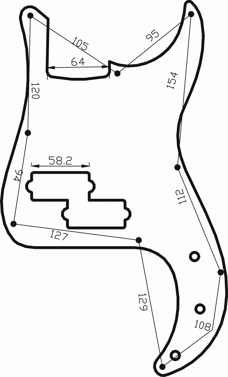 Celluloid PVC Guitar Pickguard Scratch Plate For PB Bass Guitar Black Pearl