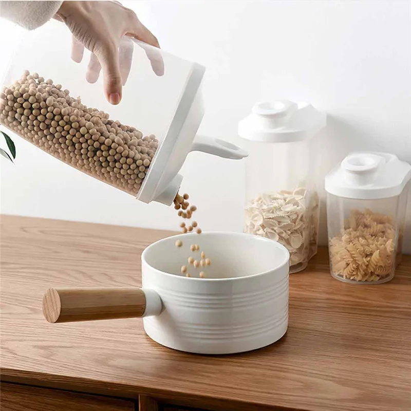 

Plastic Cereal Dispenser Storage Box Kitchen Food Grain Rice Container Nice Save Space Organizer Waterproof Storage Basket @C