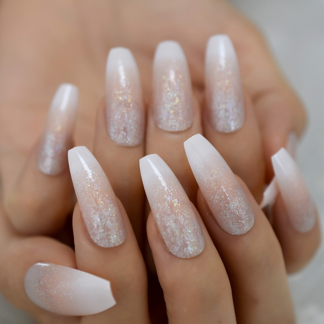 Long STILETTO False Nails Pre-designed Curved Pink Marble Press On Nails including glue sticker