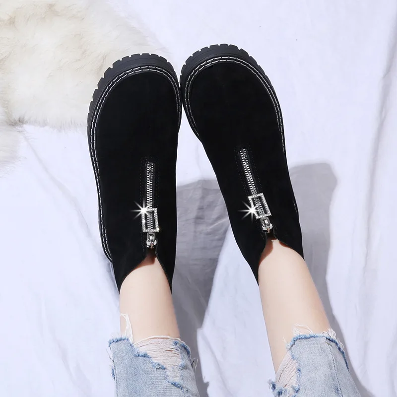 

Martin Boots Women's 2019 Autumn & Winter New Style WOMEN'S Shoes Korean-style Front Zipper round-Toe Casual Versatile Students