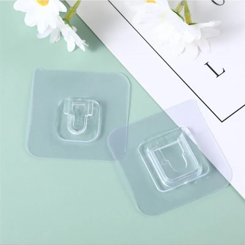 10PAIRS Double-Sided Adhesive Wall Hooks Hanger Transparent Hooks Suction Cup L3 