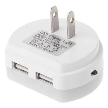 

iTimo LED Night Light with Dual USB Port 5V 1A Light Sensor Control Room Home Lighting Plug-in Wall Lamp EU/US Plug Socket Lamp