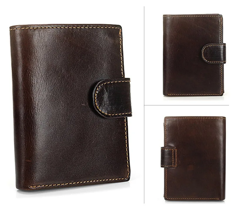 JNKET Retro Genuine Cow Leather Wallet Men Vertical Clutch Wallet Coins Purse Card Holder Notecase Multifunctional