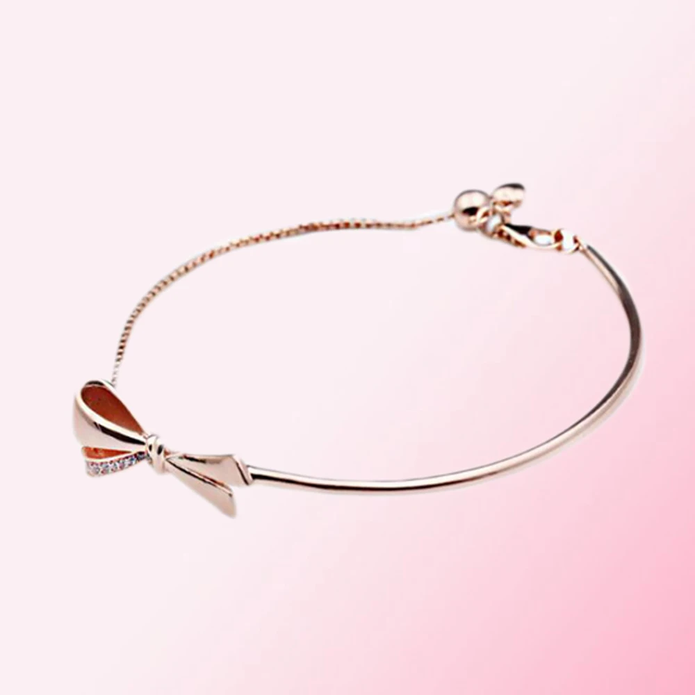 925 пробы Серебряный классический браслет с бантом женские очаровательные ювелирные изделия