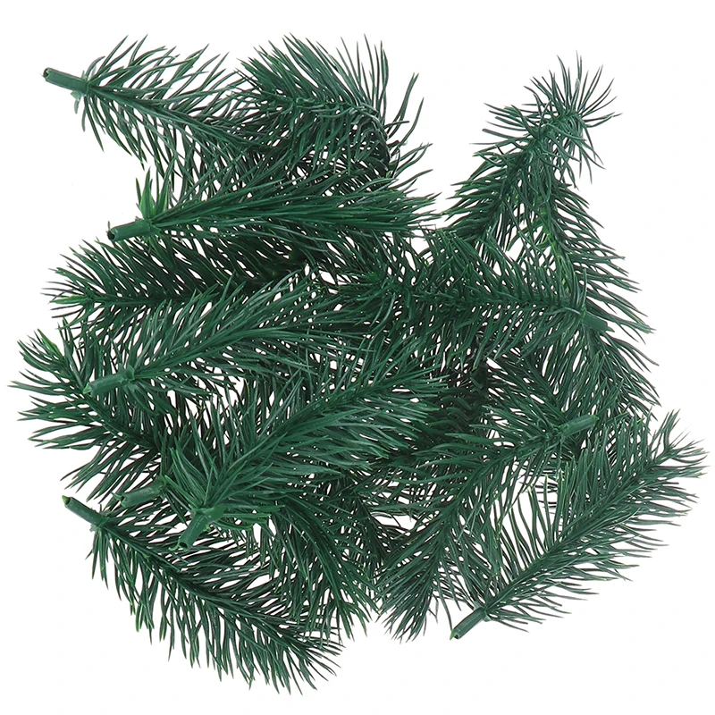 20PCS Artificial Plastic Green Pine Plants Branches Wedding Home Party Decorations DIY ChristmasTree Handcraft Accessories