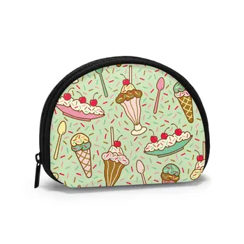 

Ice Cream Desserts With Mint Background Classic Style Wallet Genuine Wallets Short Purse Card Holder Wallet Woman Fashion
