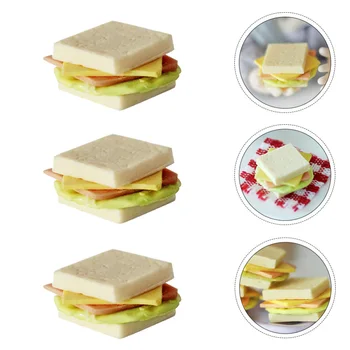 

3 Pcs Chic Cute Simulation Sandwich Decors Mini Accessories Food Shape Ornaments for Desktop