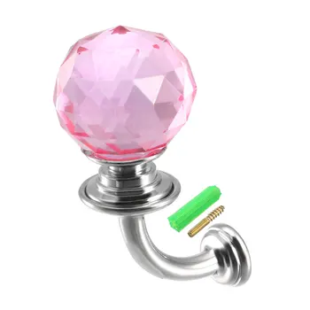 

uxcell Decorative Window Drapery Holdback 1.2" Dia Pink Glass Crystal Curtain Holder Wall Mounted Hook Hanger Silver 1Pcs