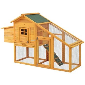 

Rabbit Bunny Hutch Cage House Guinea Pig Hutch Hide/Run with Linoleum Roof 2-Tier