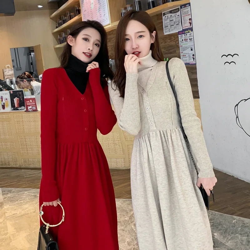 

Net Price Maternity Clothes 2019 Autumn And Winter Nursing V Neck Sweater Knit Core-Spun Yarn-Collocation High Collar wei nai qu
