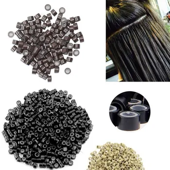 

500pcs/jar 5.0*3.0*3.0mm beads rings hair Crimp Beads Micro Silicone nano rings for nano rings lined hair Hair Extensions tools