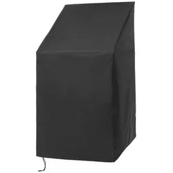 Waterproof Black Stackable Chair Dust Cover and Storage Bag for Garden and Terrace Furniture (Black)