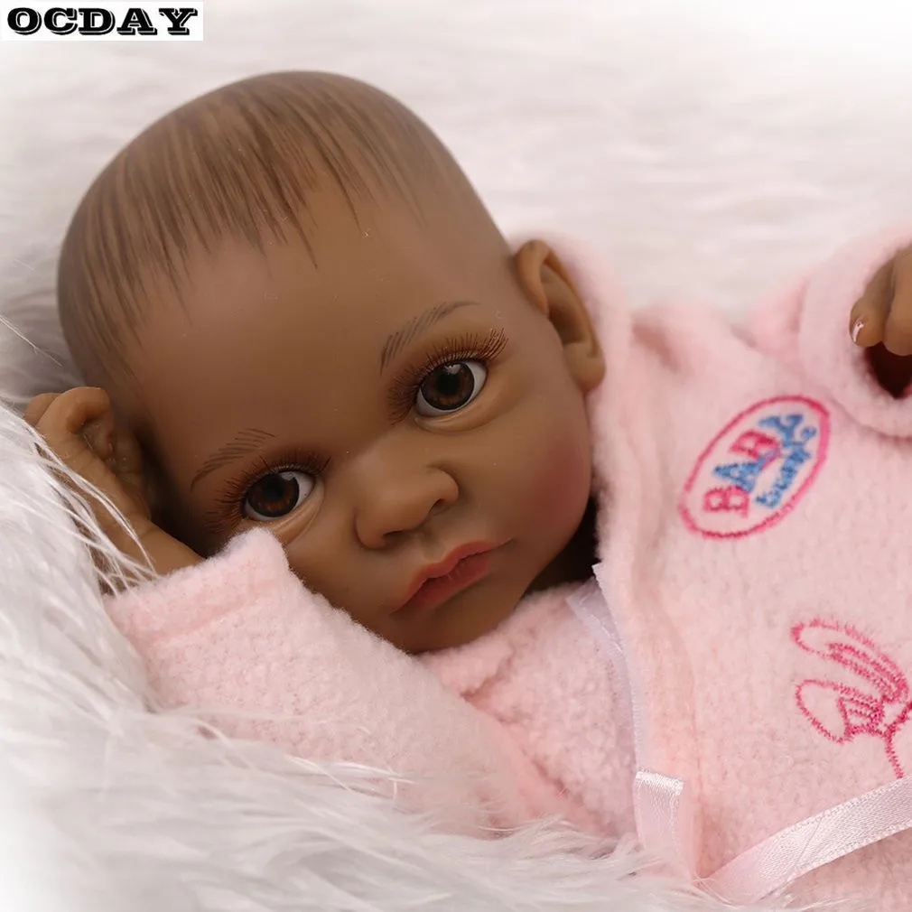 10 дюймов Reborn Baby Doll игрушки черный реалистичный ребенок мальчики девочки Купание кукла полное тело Мягкий силикон лучший подарок на день рождения для детей