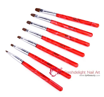 

TP 7pcs Nail Art Round Top Acrylic Poly UV Gel Extension Builder Coating Builder Flower Painting Drawing Brush Manicure Tool