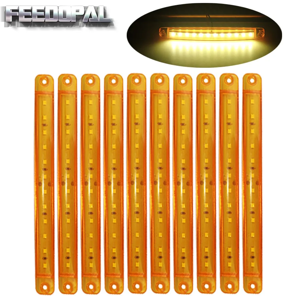 FEEDOPAL 10X 24V 12LED Amber Side Marker Light Indicator Signal Tail
