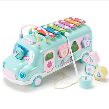 

Educational Knocking Piano Bus Multi-Functional Bead Pulling Thread Music Toy Baby Toys Kids Toys Early Education