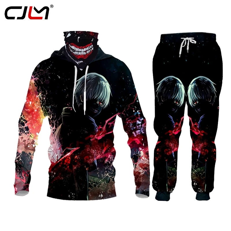 CJLM Brand 2020 Fashion Men's Two-piece Tokyo Anime Sportswear Men's Hooded Top Outdoor Sports Pants Track Suit Suit 5XL