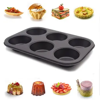 

Carbon Cake Mold 6 Holoes Muffin Pudding Cake Moulds Kitchen DIY Dessert Pastry Baking Tools Bakeware Accessories 26.5*8*3cm