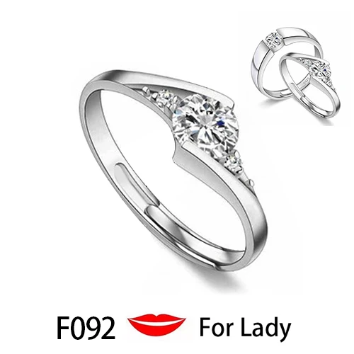 Модный набор колец Huitan, символ любви, с буквой, его королева и ее король, выгравированное обручальное кольцо для женщин и мужчин, кольца на палец - Цвет основного камня: F092 Woman