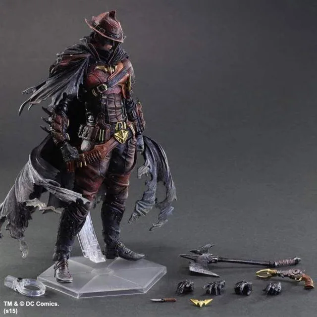 27CM Play Arts KAI DC Comics Variant Batman Timeless Wild West Red Ver. PVC Action Figure Collectib