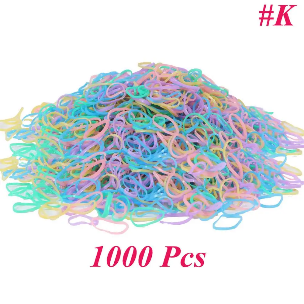 1000K 200/1000 шт милые цветные кольца для девочек, Одноразовые эластичные резинки для волос, резинка для хвоста, резинки для волос, Детские аксессуары для волос - Цвет: 1000K